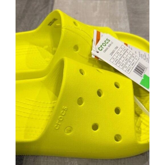 NWT Crocs Classic Slide Sandals Sz M7/W9 Yellow Rubber Open Toe Casual Slip On - Picture 5 of 7